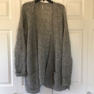Free people long grey cardigan